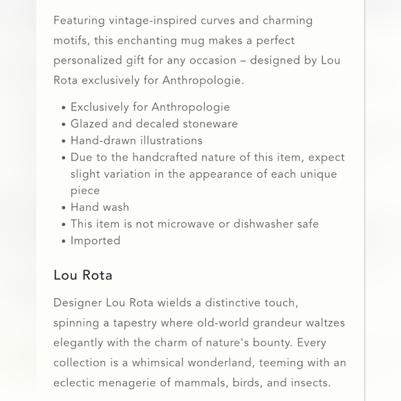 Anthropologie Lou Rota Nature Table Monogram Mug "Q" - yellow, gold, white - Picture 4 of 14